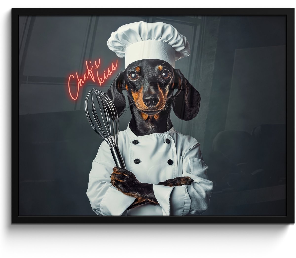 FrameYourWall Poster in lijst - Fotolijst 70x50 cm - Posters - Quote - Neon - Hond - Kokskleding - Posterlijst zwart - Decoratie - Wanddecoratie woonkamer - Muurdecoratie slaapkamer Multicolor