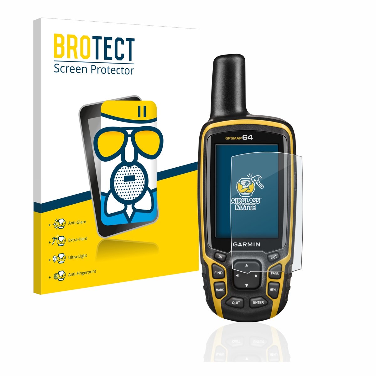 BROTECT - Screenprotector voor Garmin GPSMAP 64 - Folie Beschermfolie Beschermglas matte