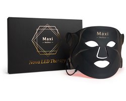 Maxi Meilleur® Nova series - led gezichtsmasker lichttherapie - Anti-aging LED masker met rood licht therapie - Led Face mask - infrarood masker - led masker lichttherapie LED Masker zwart - collageen masker - Red Light therapy mask