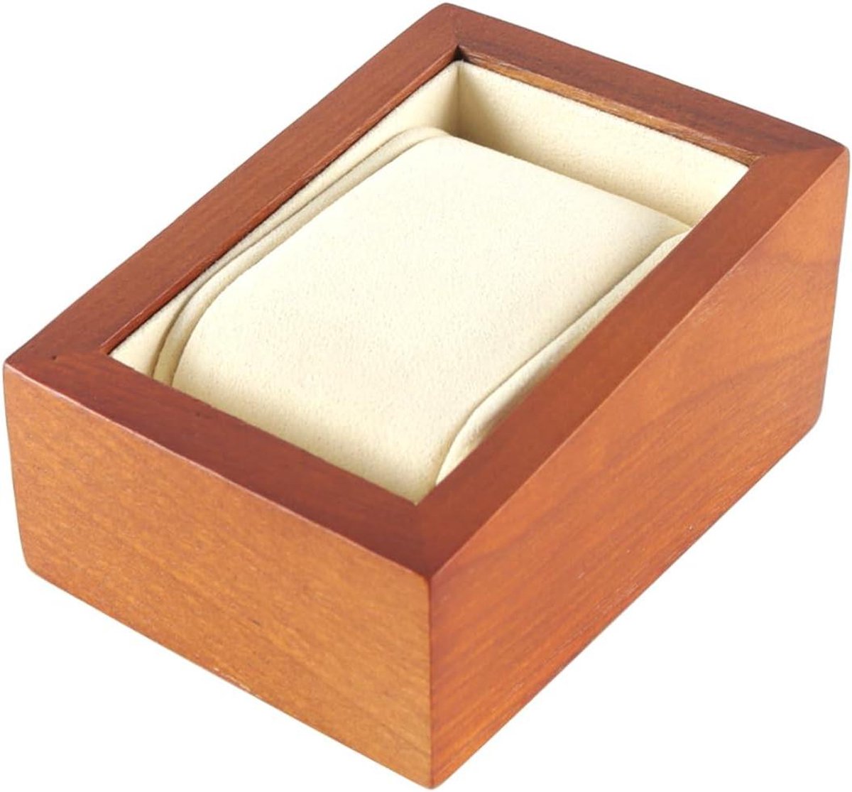 Houten horlogehouder met zachte kussens - Compacte display voor horloges en sieraden organiseren - Opbergbox voor nachtkastje 7 x 9,5 x 4,8 cm.
