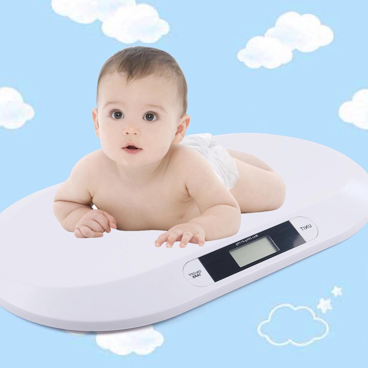 Digitale babyweegschaal met LCD-display en multifunctionele functies, tot 20 kg