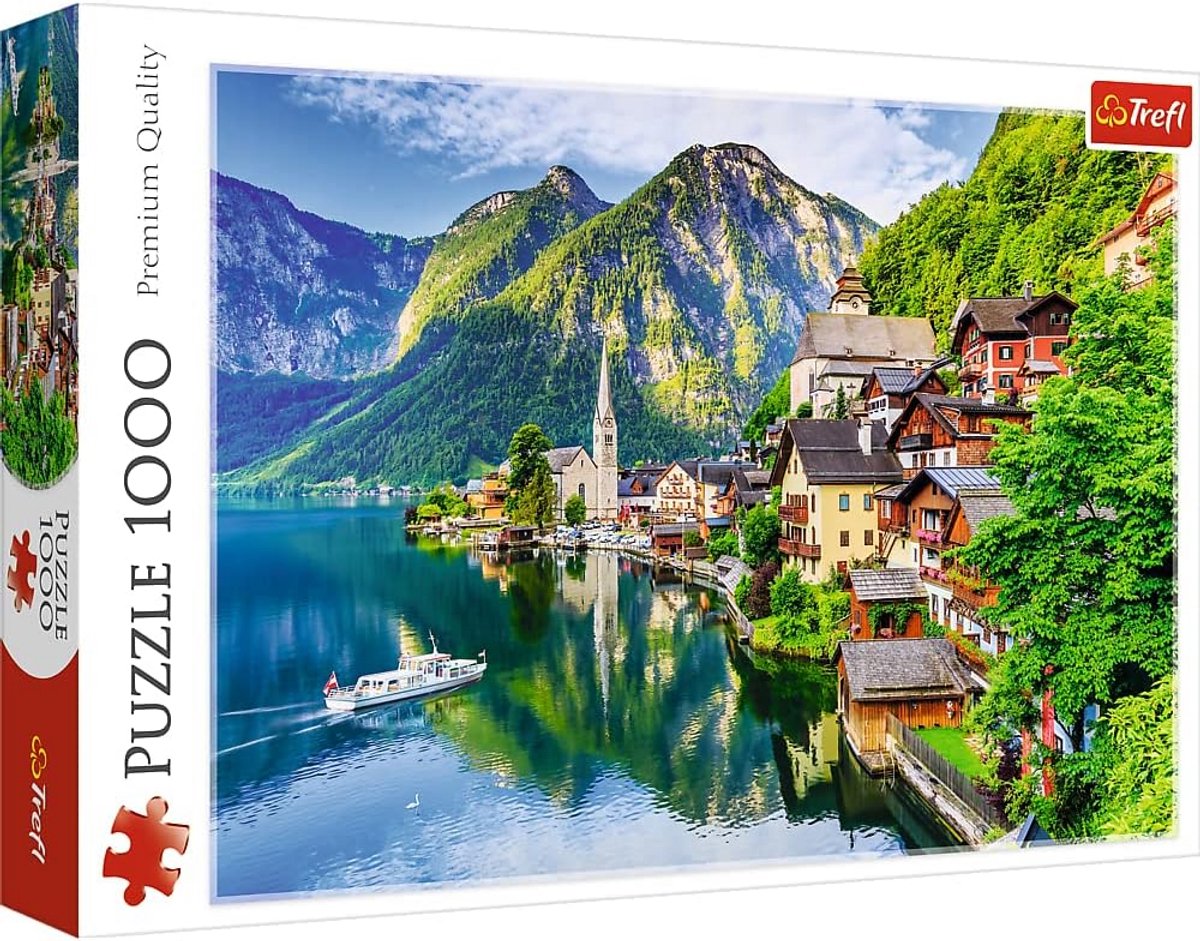1000 Stukjes Legpuzzel Alpenmeer en Stadsgezicht Oostenrijk