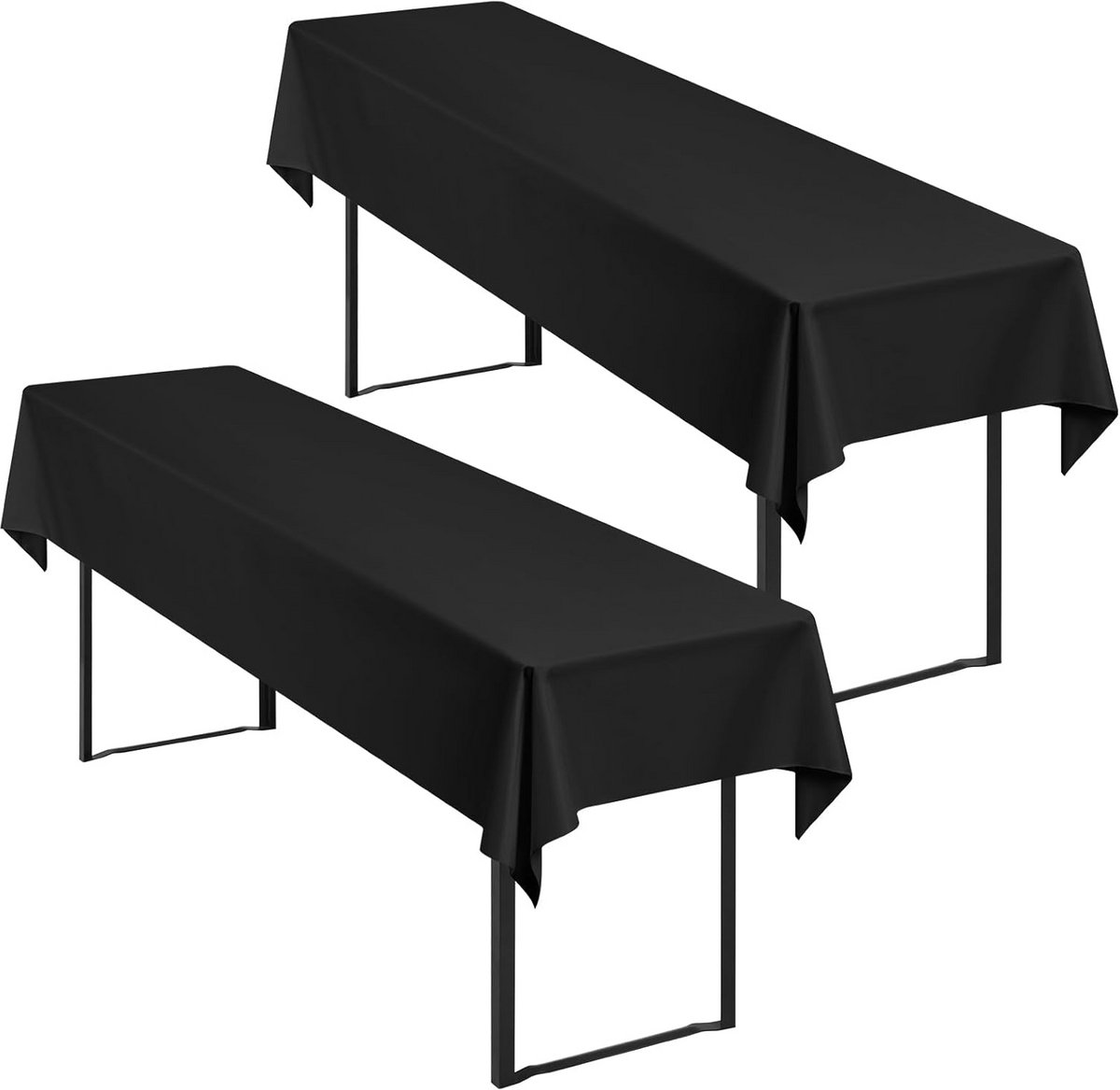 2-Pack Universele Bierbank Tafelhoezen Rechthoekig Polyester 100x250 cm Zwart