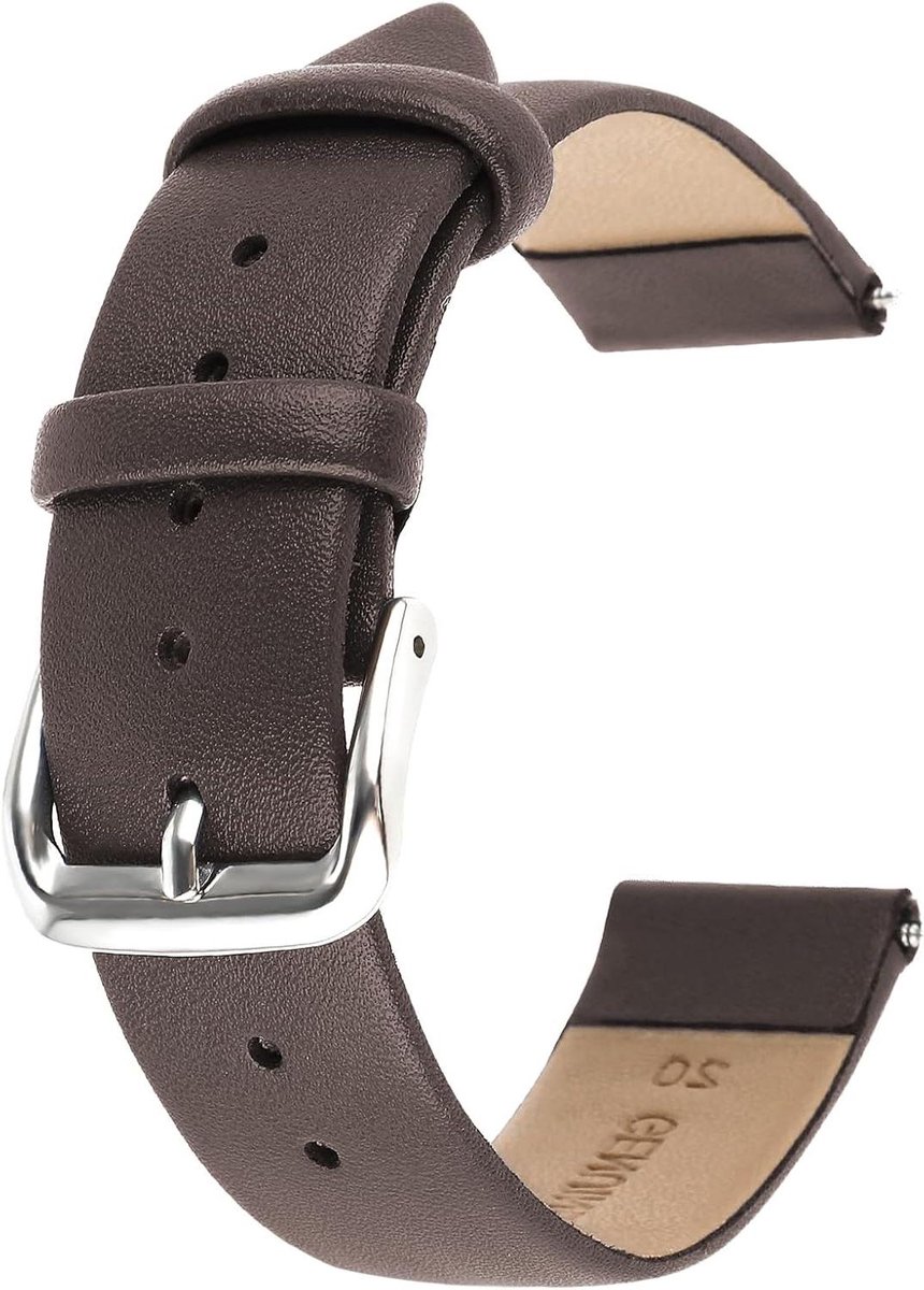 Lederen horlogeband van zacht kalfsleer met roestvrijstalen gesp - vervangende band in vintage stijl - beschikbaar in 18mm, 20mm en 22mm - horlogeaccessoire.