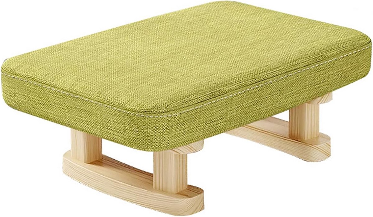Houten Voetenbank met Antislipmat - Gevoerde Stapelkruk voor Woon- en Slaapkamer
