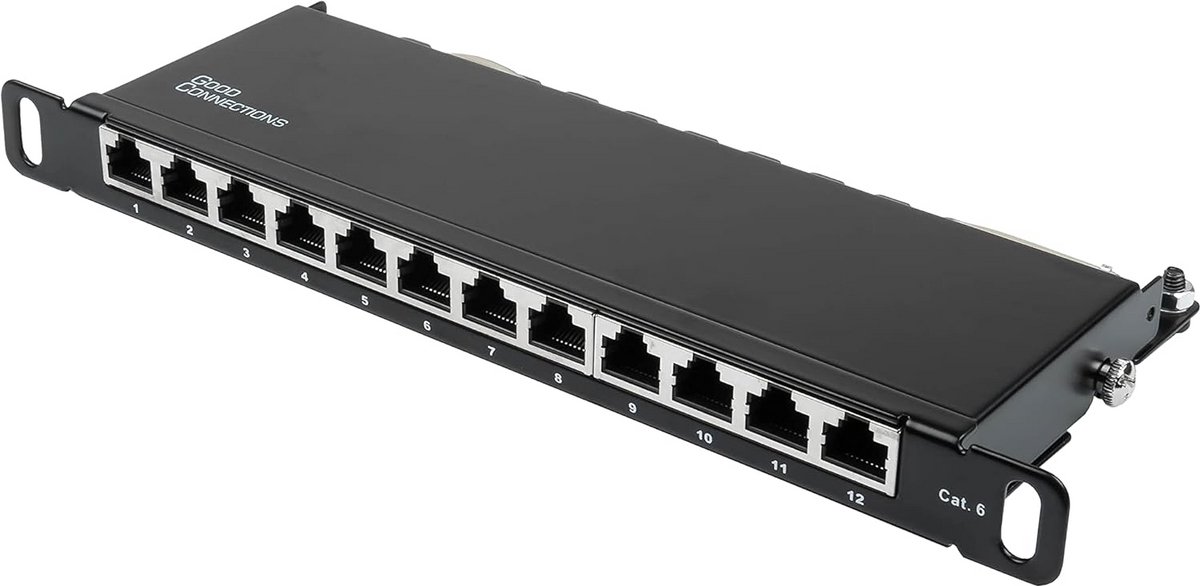 10 Inch Netwerk Patchpaneel Cat. 6 Afgeschermd 12 Poorten Toolless