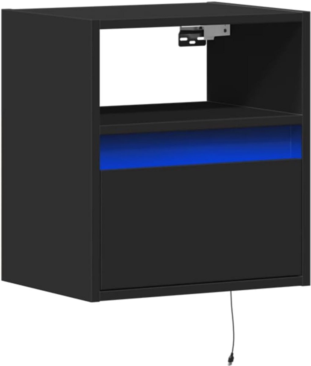 Zwarte TV Wandkast met LED Verlichting - Compacte TV Meubel voor Woonkamer