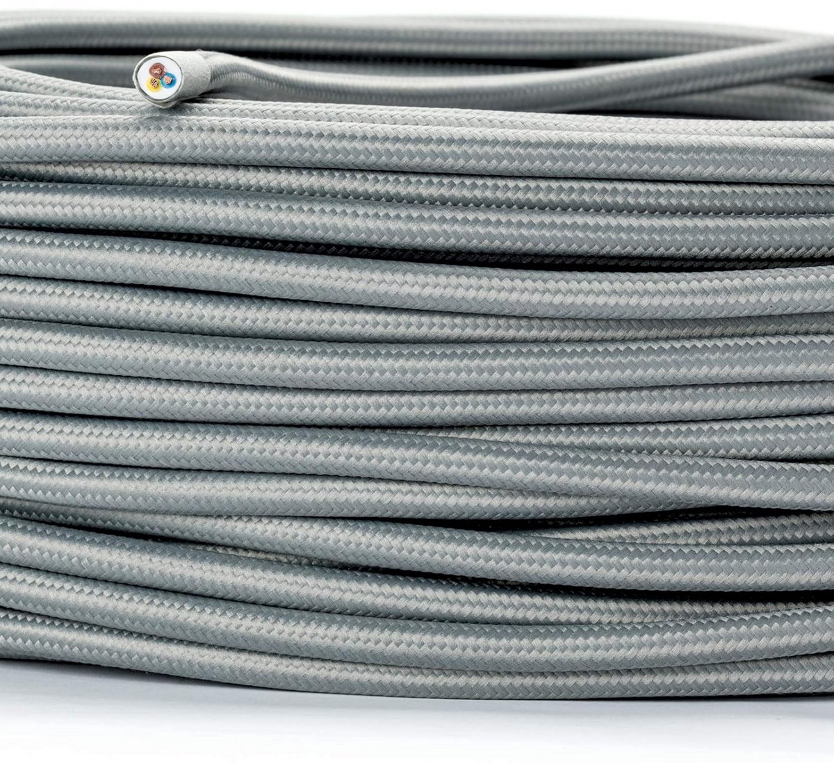 Stroomkabel Textielkabel voor Lampen 50m 3-aderig 3x0.75mm² Grijs