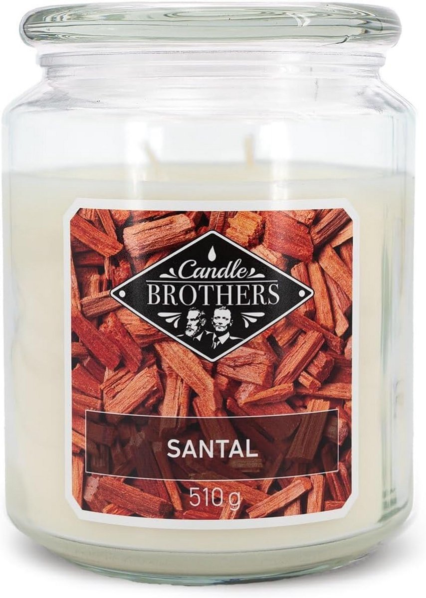 Grote Geurkaars Glas Santal | Lange Brandduur 100 Uur | Meerdere Lonten | Luxe Woonaccessoire