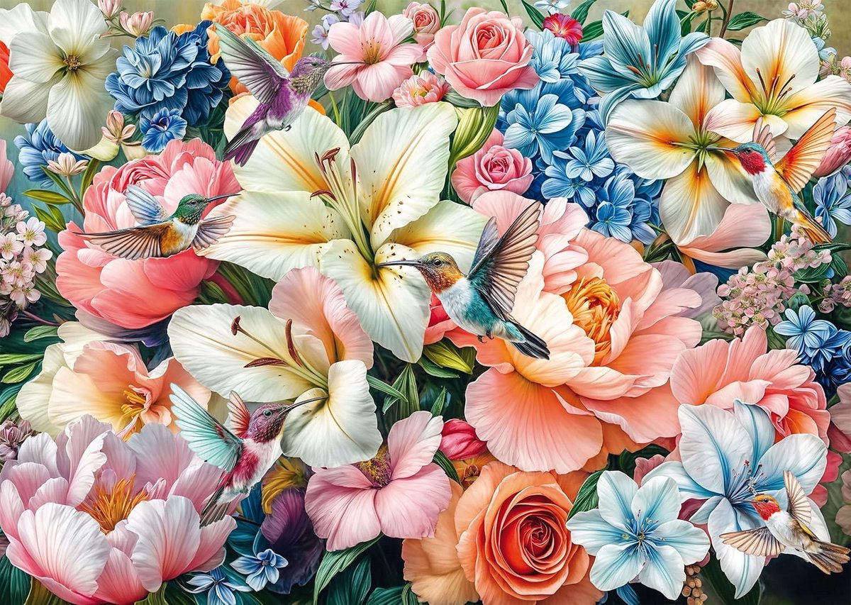 Puzzel 1000 Stukjes - Bloemen in Pastel Kleuren - Kwaliteitspuzzel voor Volwassenen