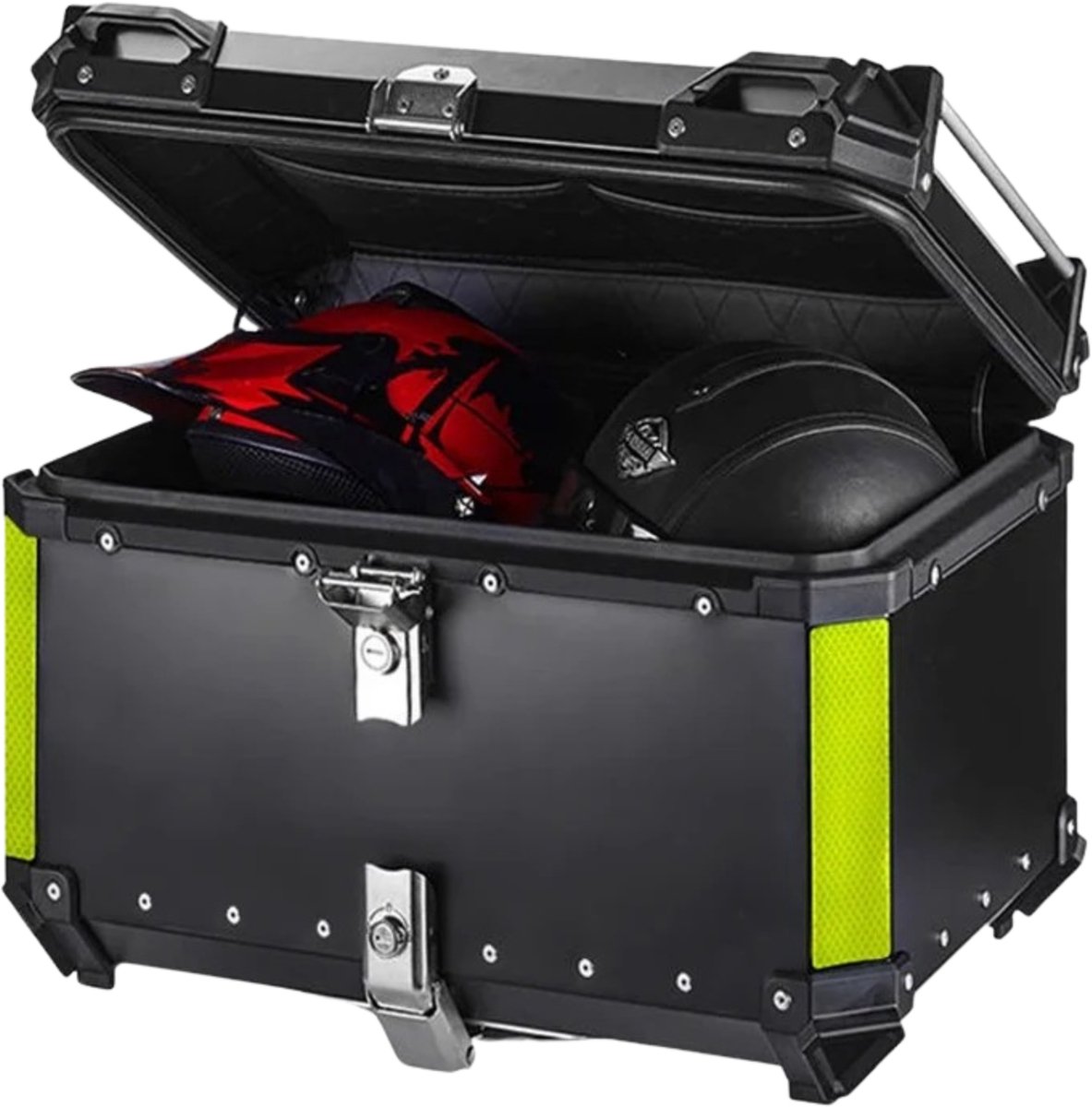 NaevaMi Topkoffer - Motor - 45L - Aluminium - Motorfiets Kofferbak Helm – Motor Bagagebak - Motor Topkoffer - Motor Transport - Waterdichte Bagagekoffer met Snelsluiting en Schokabsorptie – Rugkussen voor extra zitcomfort - 44 × 40 × 34 cm - Zwart