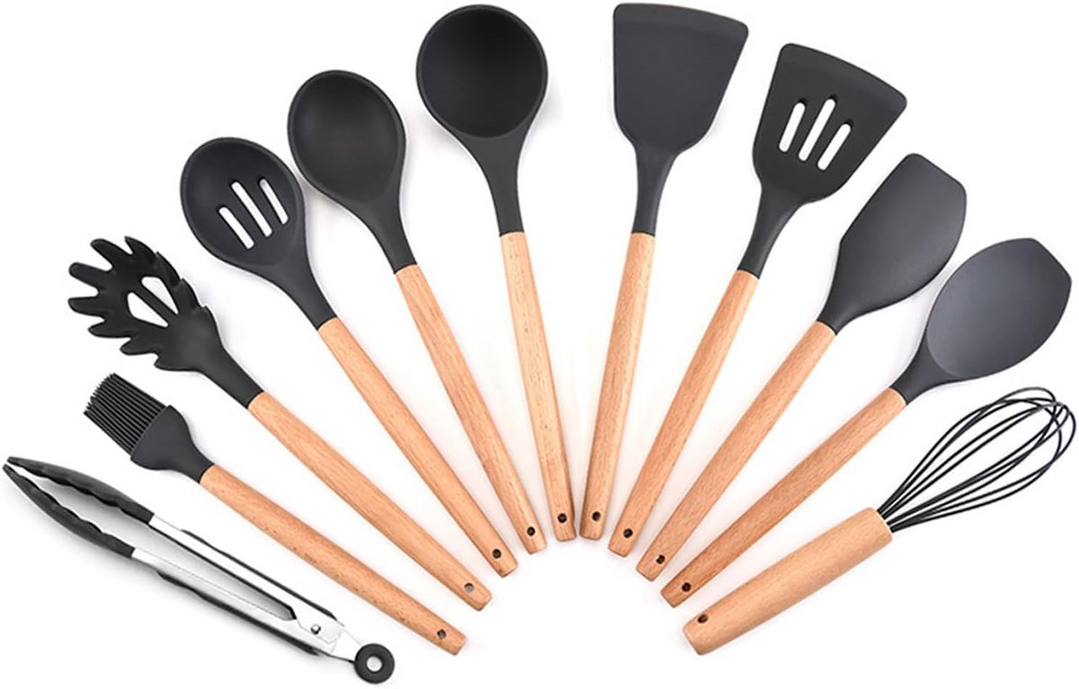 12-delige Siliconen Keukengerei Set Hittebestendig Non-Stick Kookgerei Spatels