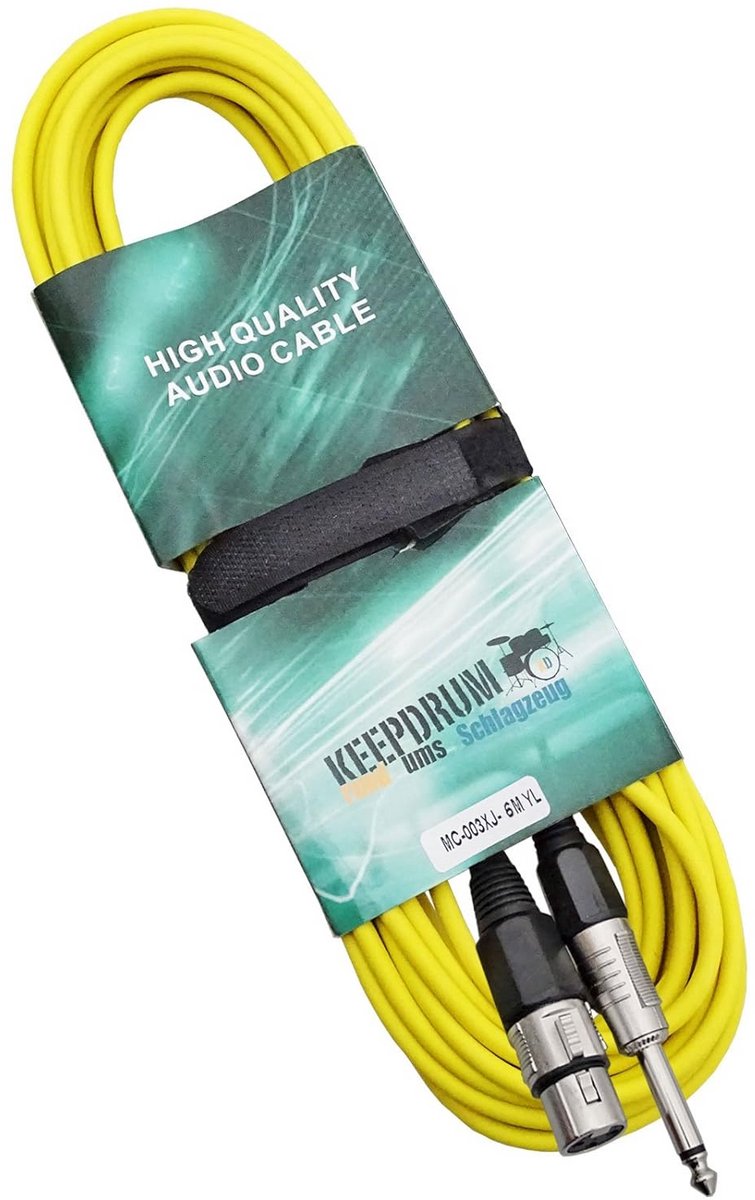 6 meter microfoonkabel geel XLR vrouwelijk naar jack 6,3 mm