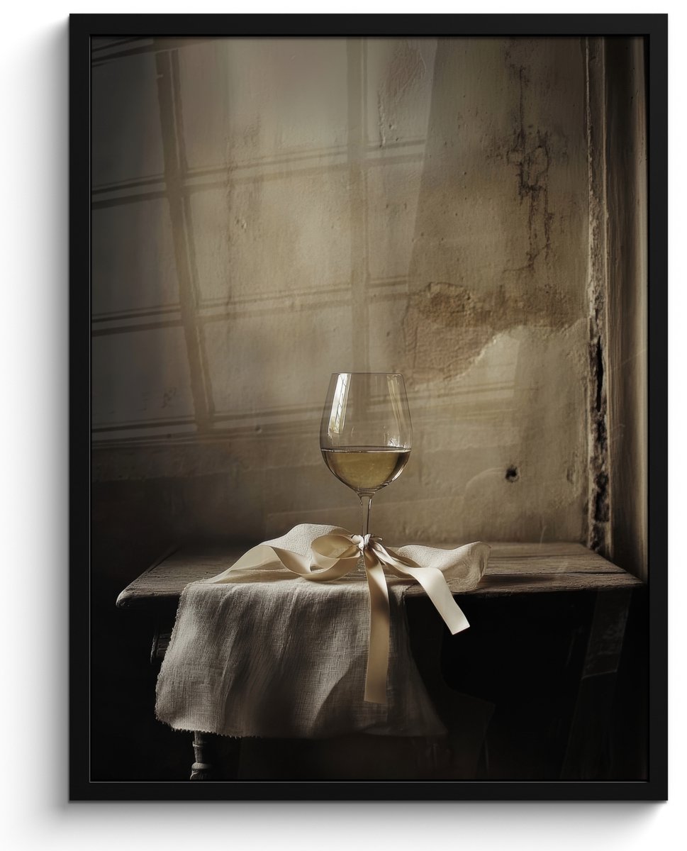 FrameYourWall Fotolijst inclusief poster - Posterlijst 50x70 cm - Posters - Strik - Beige - Witte - Wijn - Foto in lijst - Keuken decoratie muur - Wanddecoratie accessoires - Muurdecoratie - Schilderijen