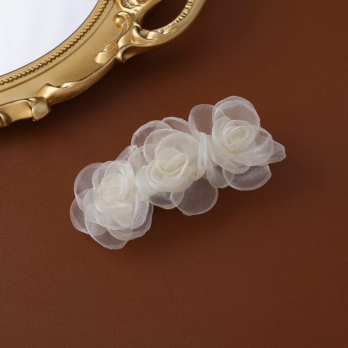 Elegante Beige Bloem Haarspeld Handgemaakt voor Dames en Meisjes