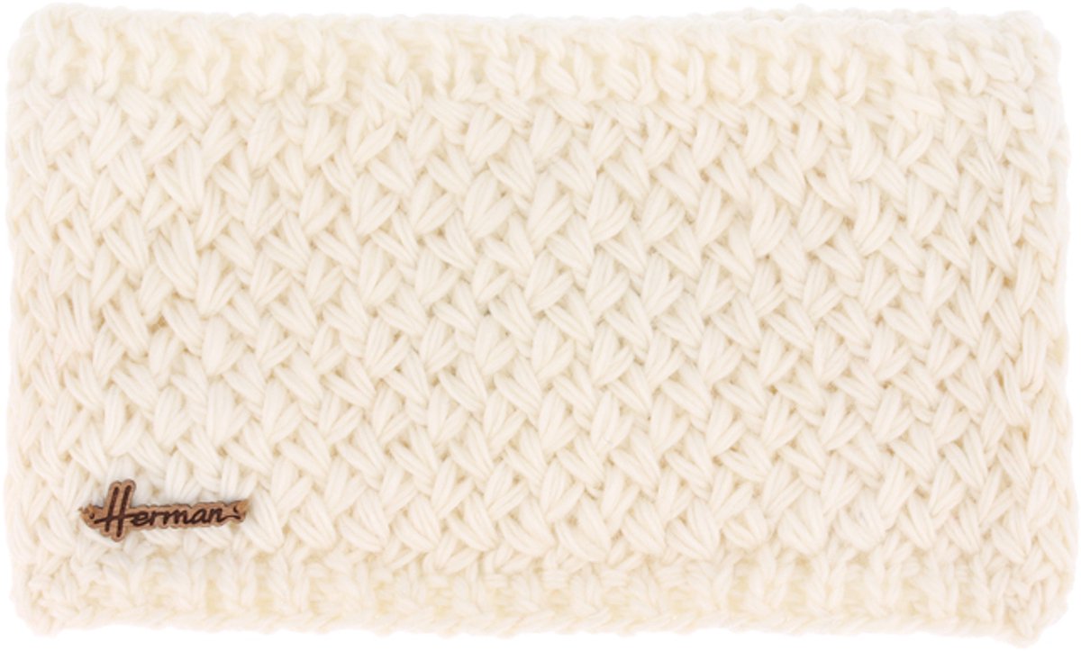 Herman ecru oorwarmer-hoofdband van acryl en wol met een ultrazachte en warme pluche voering