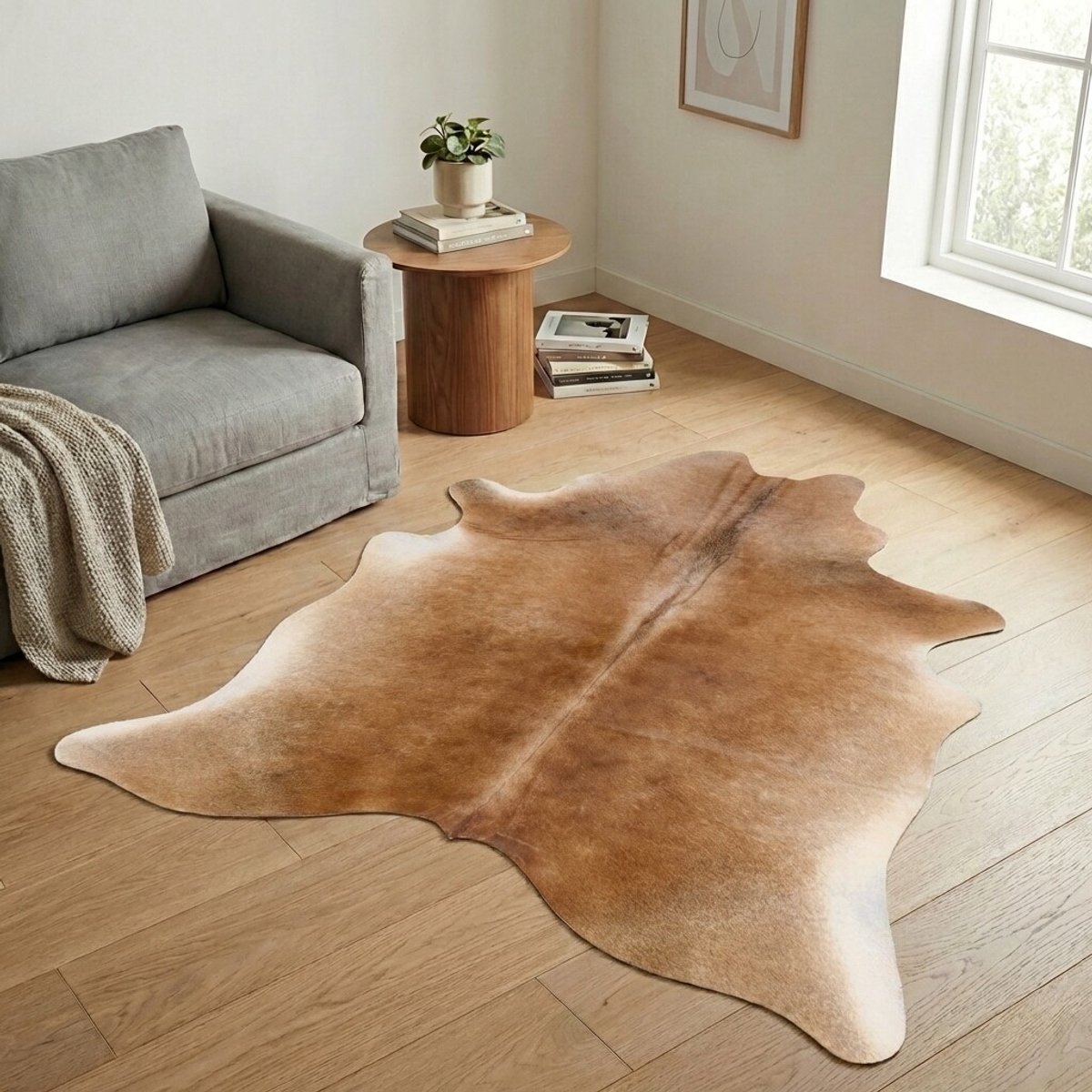 Koeienhuid Vloerkleed - Bruin-wit - 217 x 172 cm - Koeienkleed / Koeienvel / Dierenvel / Dierenhuid / Koehuid Tapijt