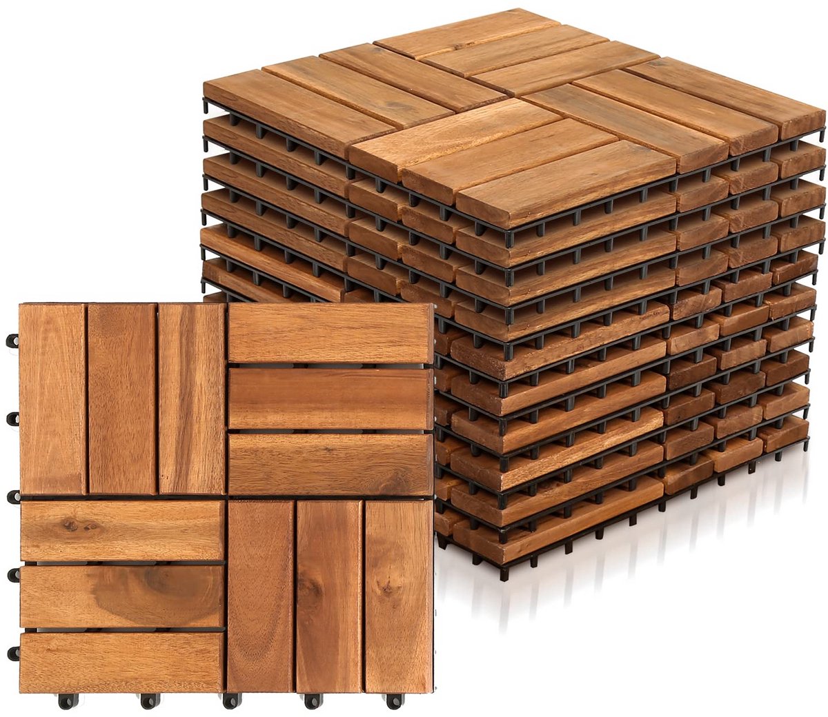 Houten Terrastegels Acacia met Kliksysteem Antislip voor Balkon en Tuin