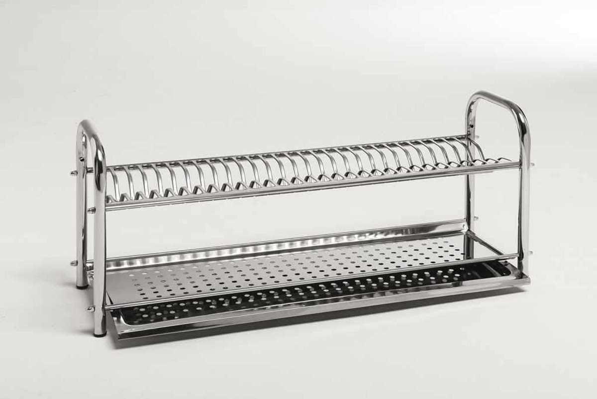 RVS Afdruiprek voor Keukenkast met Opvangbak - 60 cm Breed