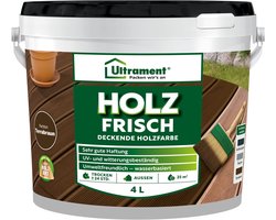 Ultrament Wood Fresh - Dekkende houtverf, vloerverf voor buitenhout, 4 liter (Terra Brown)