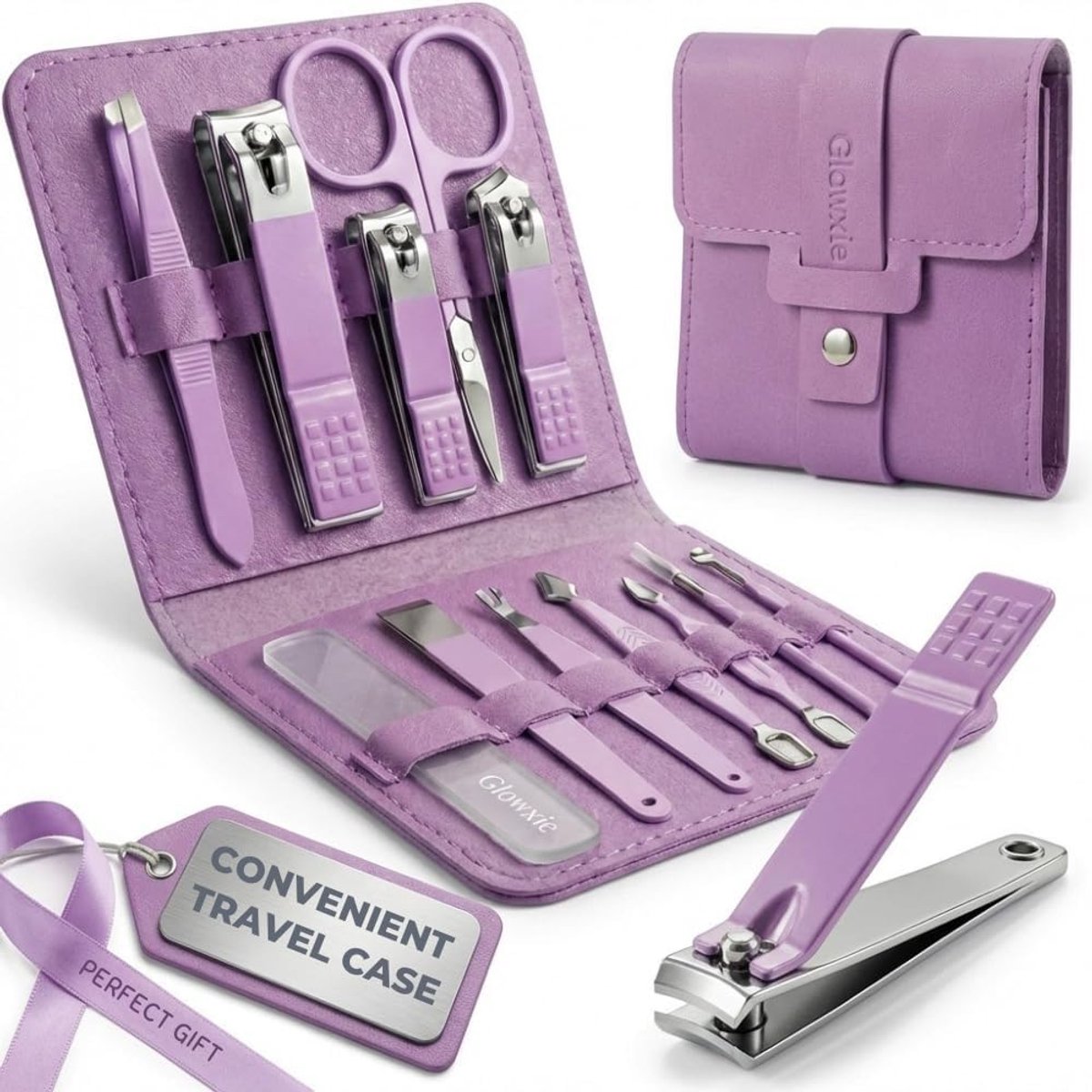 Manicure Set - Nagelverzorging Gereedschap - Nette Verzorgde Nagels - 12 Delige Kit - 11 x 10.6 x 2.9 cm