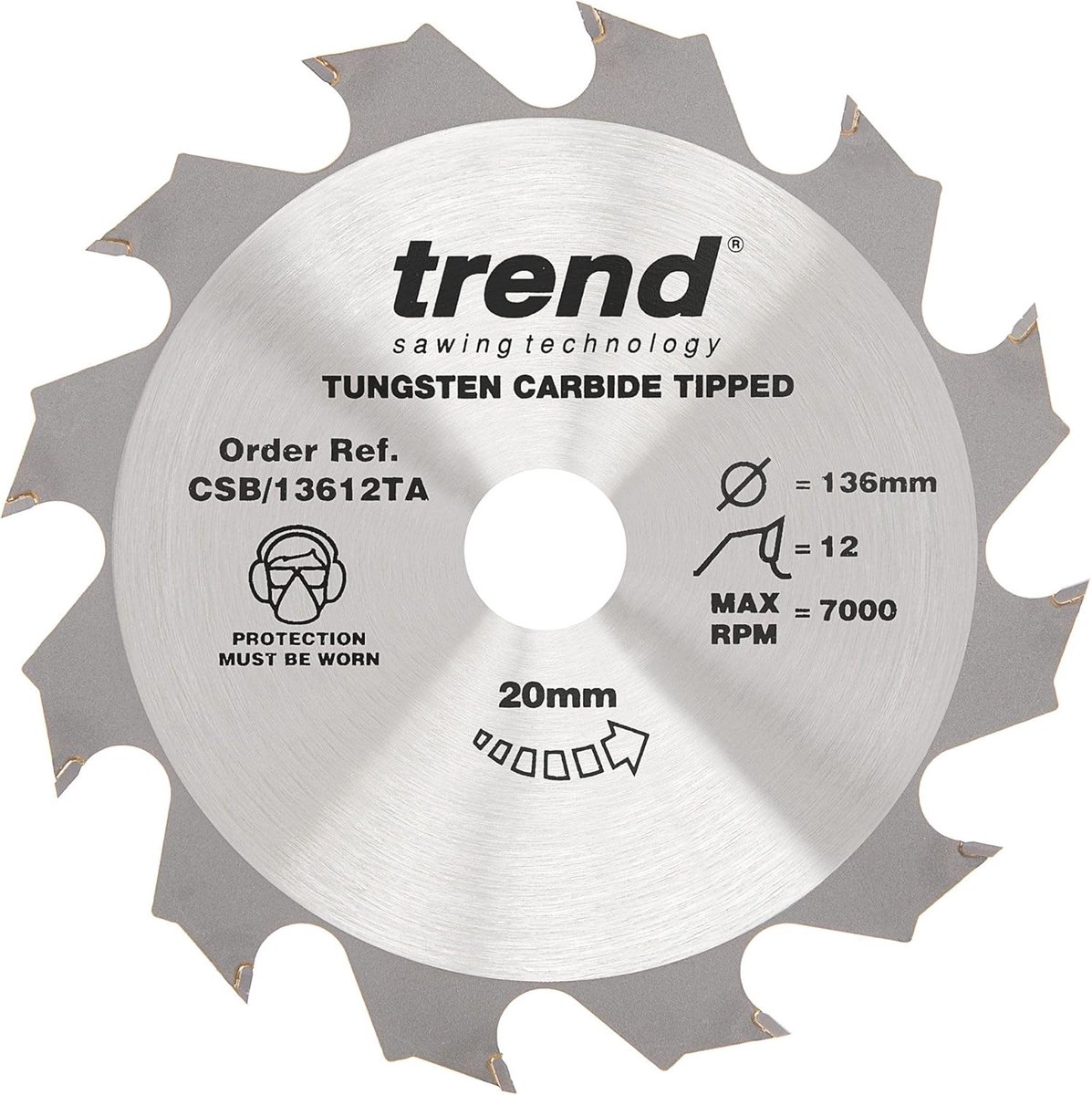 Draadloos Cirkelzaagblad Hout 136mm - 12 Tanden TCT voor Precisie Zagen