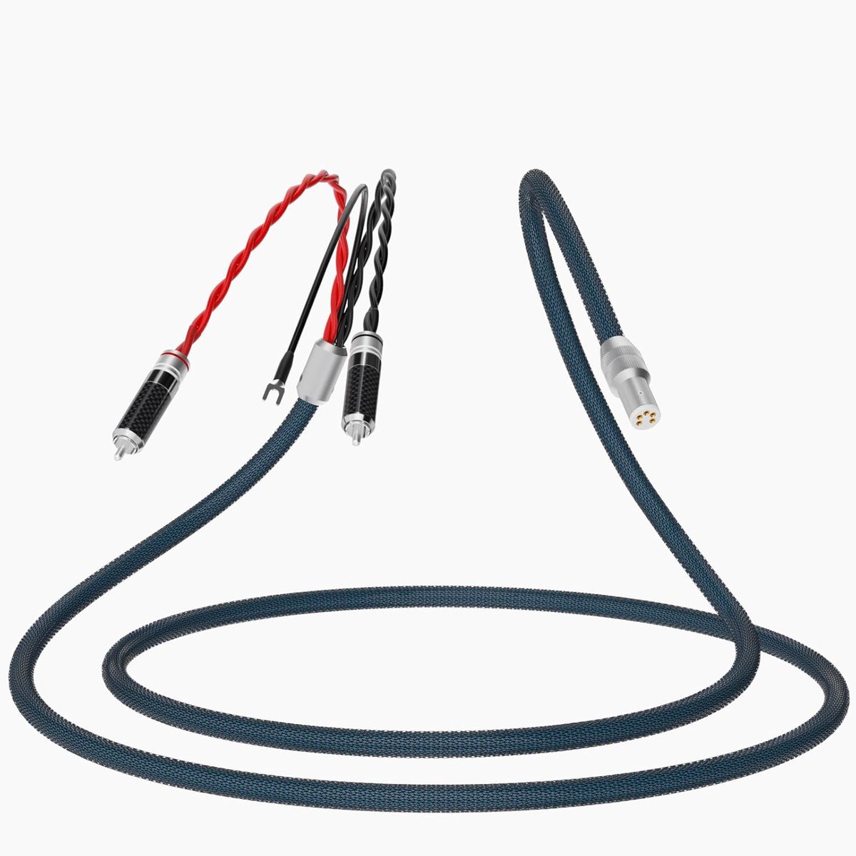 Toonarm Kabel - Platenspeler Kabel - Hoge Geluidskwaliteit - Verzilverde OFC Geleider - 1 Meter - Zwart