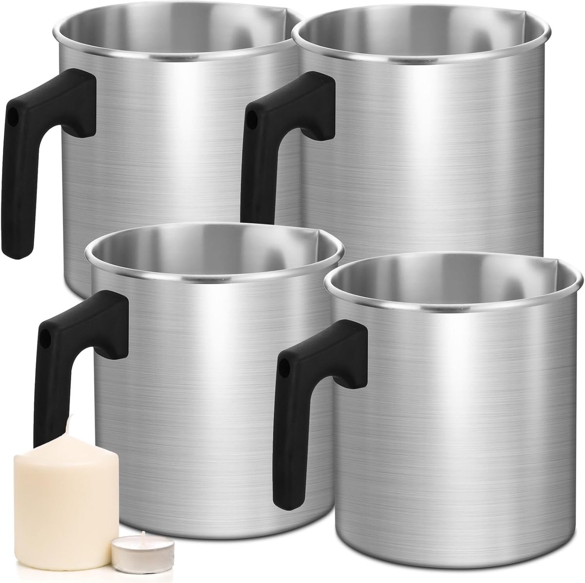 4x Grote Wax Smeltkan 1.8L - Aluminium Gietkan met Hittebestendige Handgreep voor Zelf Kaarsen Maken