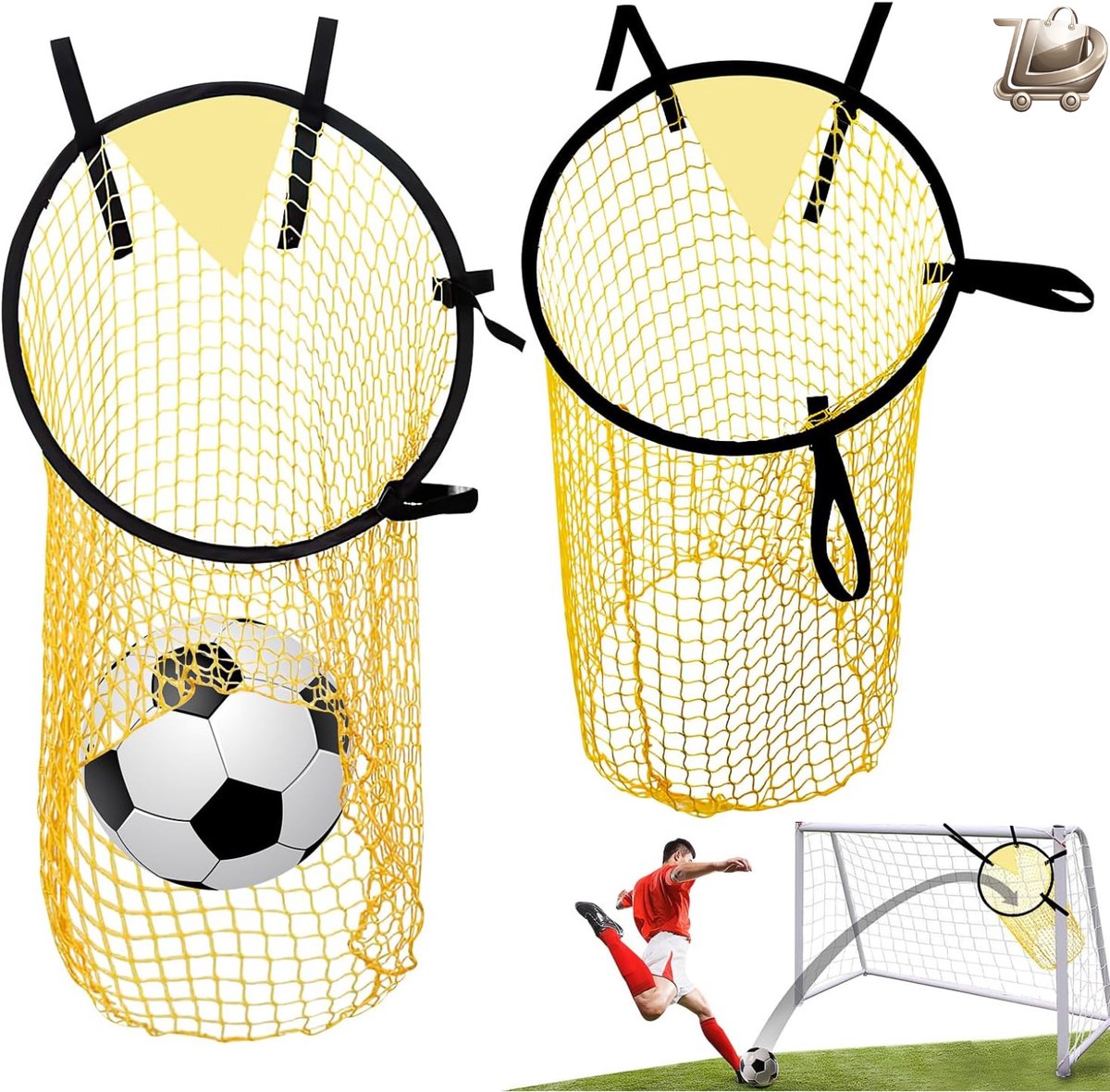 Voetbaldoel Set - 2 Stuks - Met Verstelbare Bandjes - Precisie Training - Outdoor en Indoor Voetbal Training - Draagbaar en Opvouwbaar