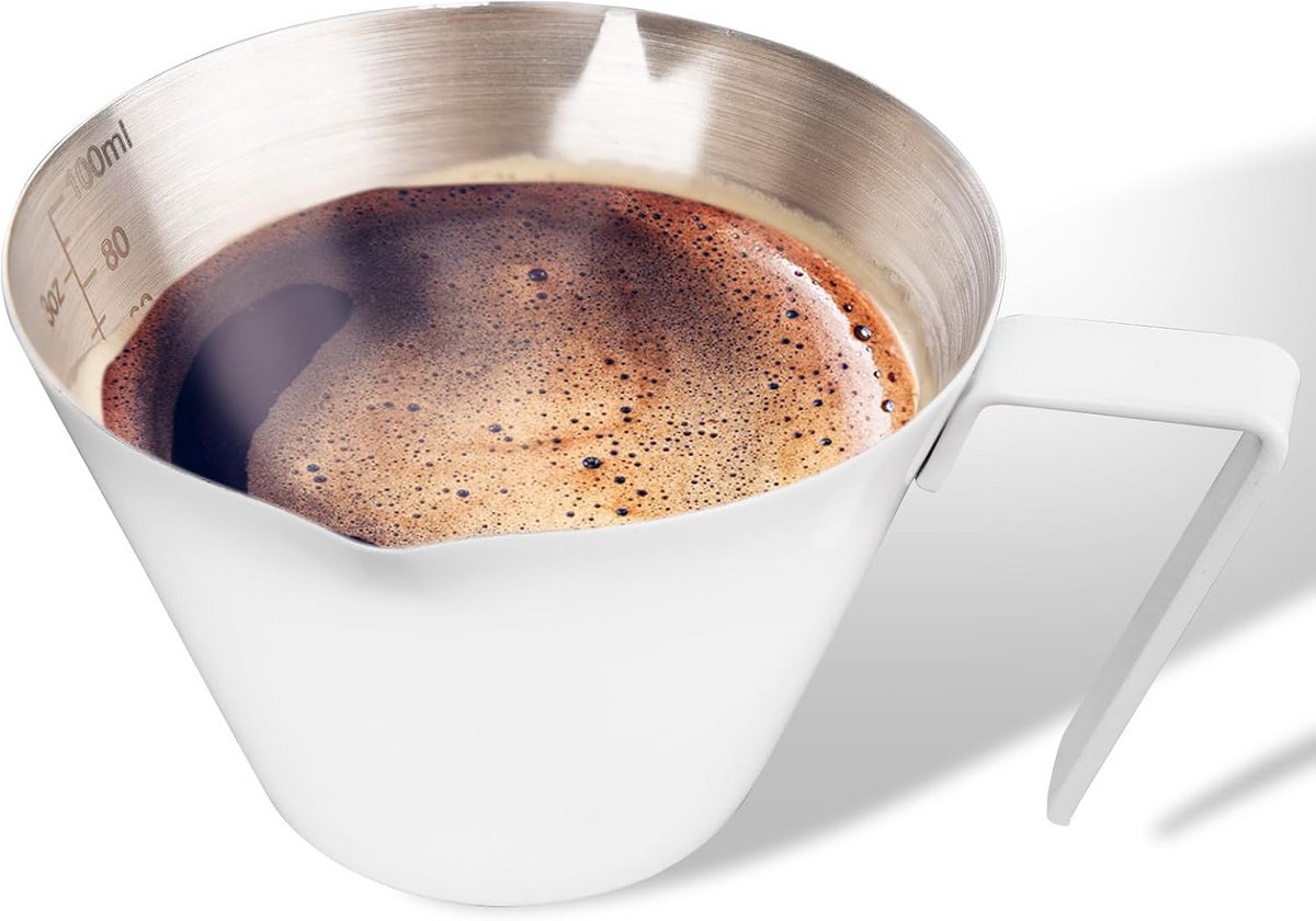 Roestvrijstalen Espresso Kopjes met Dubbele Tuit en Handvat