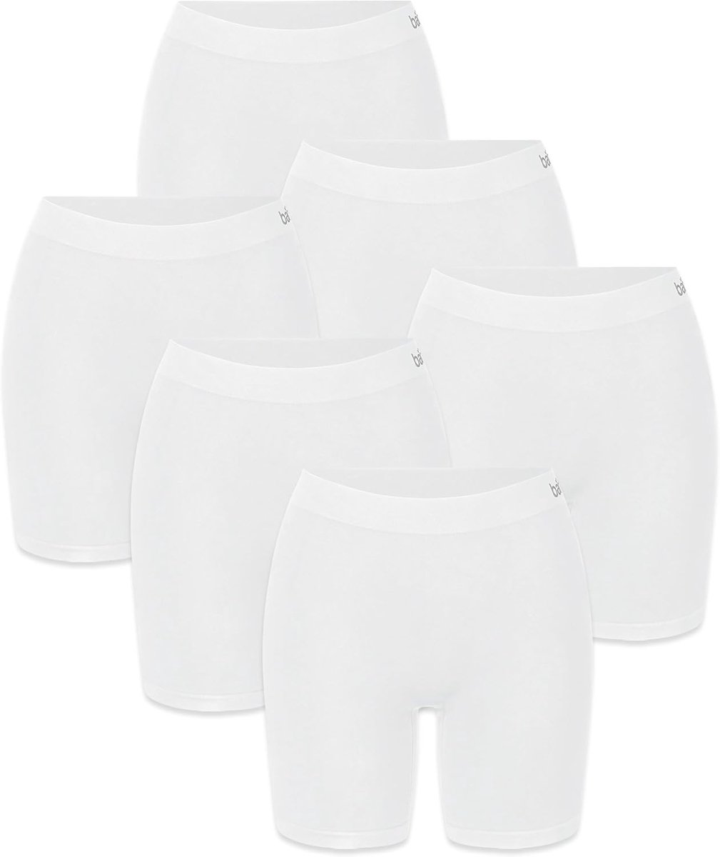 Lange Dames Boxershorts (3 of 6 Stuks) Naadloos Ondergoed met Hoge Taille van Zijdezachte Bamboevezel