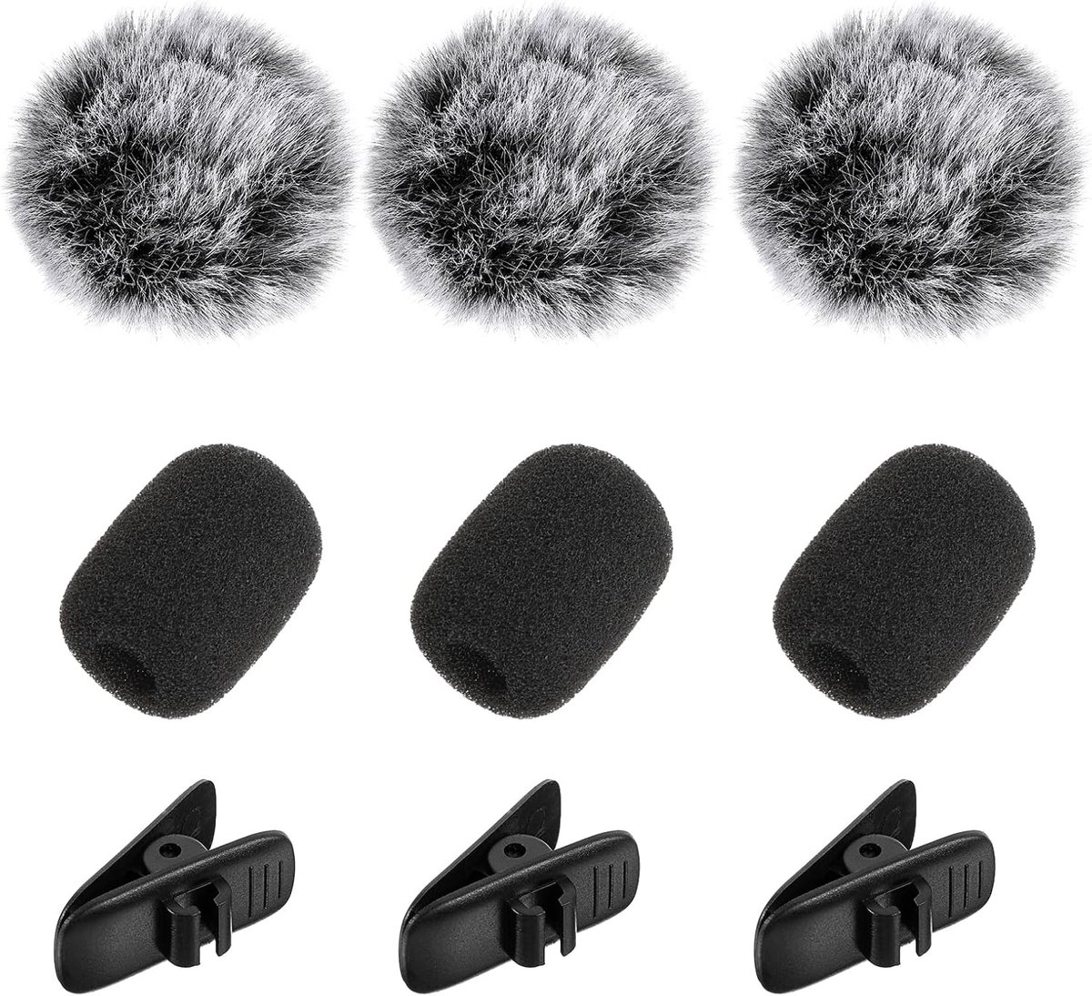 9-Delige Set Microfoon Windschermen met Clips voor Reversmicrofoon en Oordopjes
