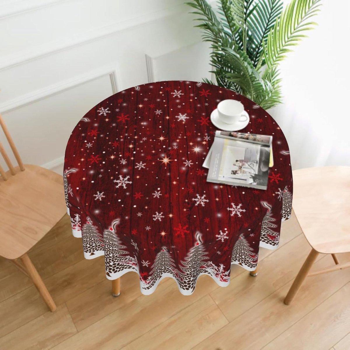 Rond Tafelkleed 152 cm Kerstdecoratie Winter Dessin Antislip voor Keuken en Eetkamer