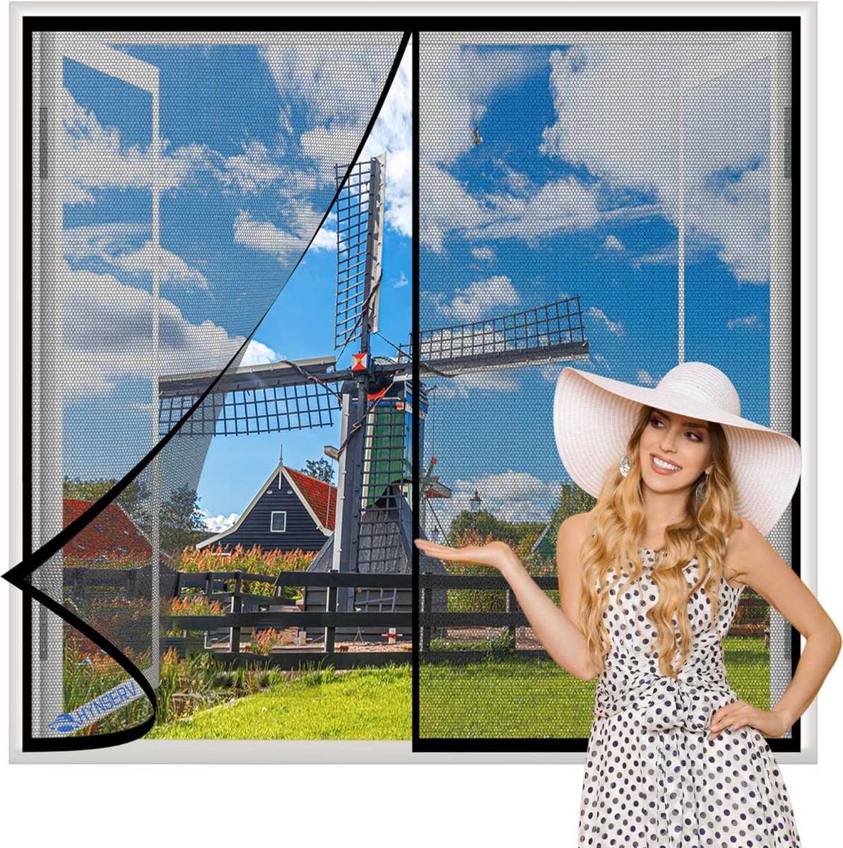 Magnetisch Hor voor Deuren 145x100cm Zwart Zelfklevend Insectengaas voor Binnen