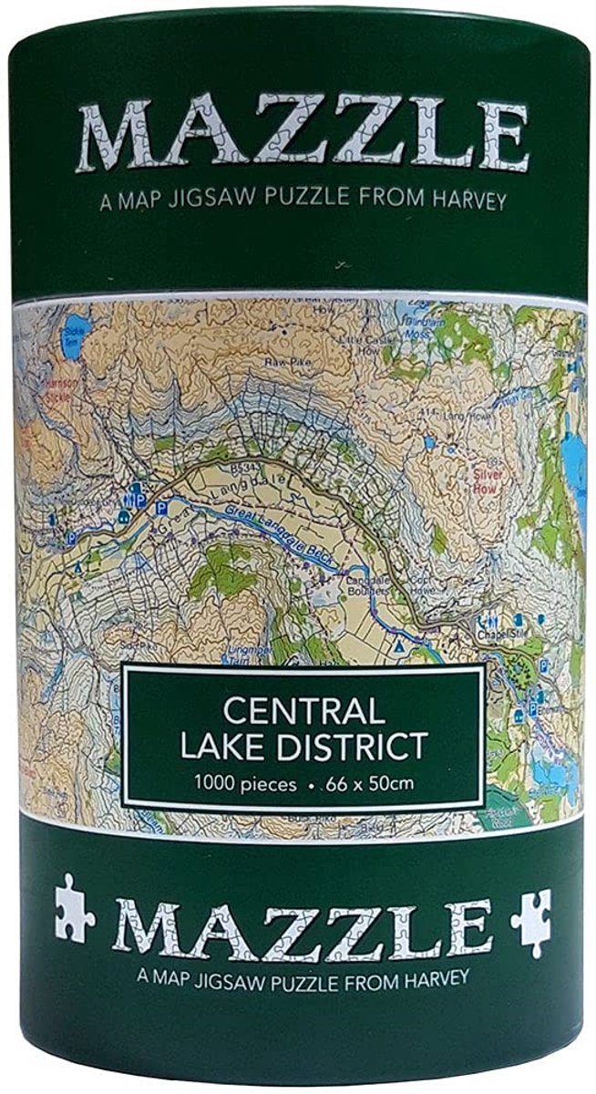 Gedetailleerde Kaart Legpuzzel van het Centrale Merengebied (Lake District), 1000 Stukjes