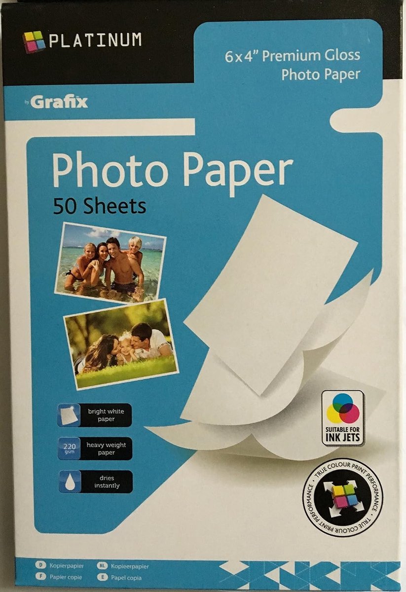 Glanzend Fotopapier 50 Vel 15x10cm 220 Gsm Direct Droog
