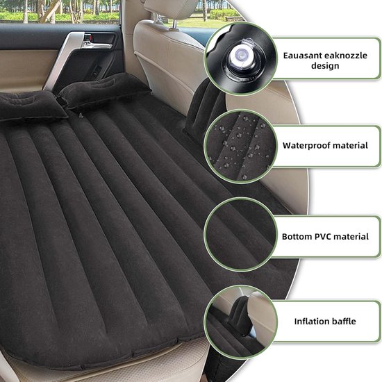 Opblaasbaar luchtbed voor auto en SUV - Draagbaar reismatras voor camping en achterbank van Merkloos — afbeelding 2