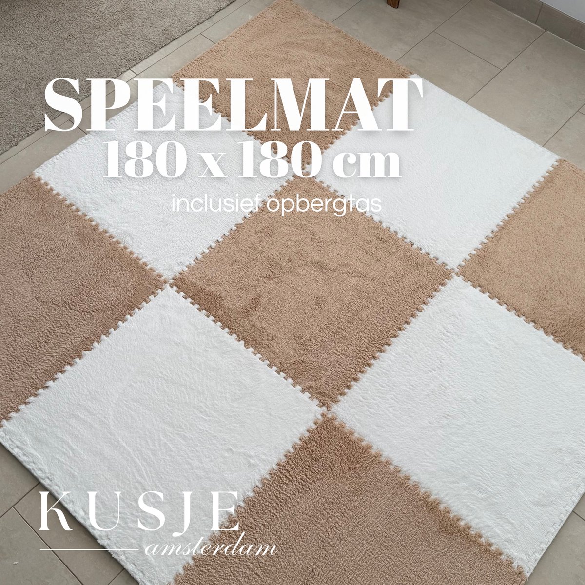Kusje Amsterdam Puzzelmat Beige 180 x 180 cm