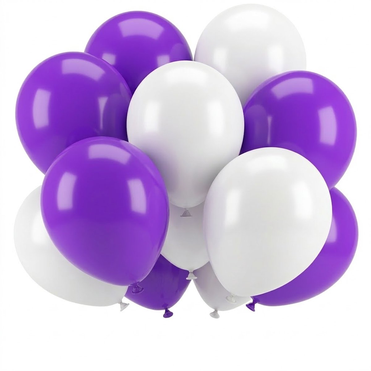 30 ballonnen Wit en Paars (Ook geschikt voor Helium)