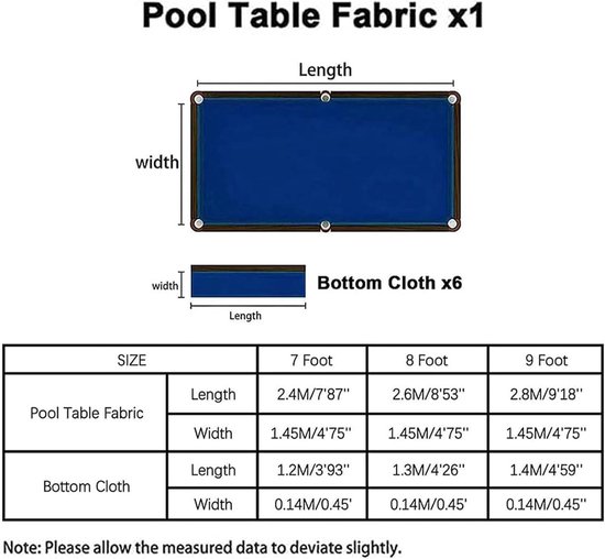 Duurzaam Pooltafelkleed / Biljartlaken voor Acht Ballen en Diverse Spellen - 7FT — afbeelding 3