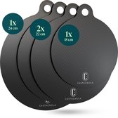 Castagnola Inductie Beschermer - Panbeschermer Hittebestendig tot 280ºC - Afdekplaat voor Kookplaat & Inductieplaat - Antislip Pannen Onderzetter Mat - Set van 4: 1x18cm, 2x22cm en 1x24cm