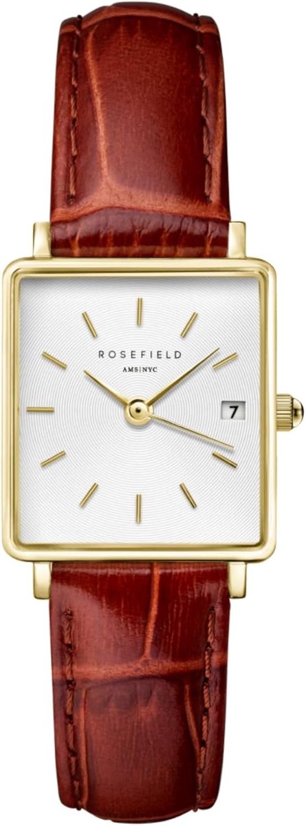 Dames Horloge Klein Burgundy Wijzerplaat Leer Rose Goud Kleur