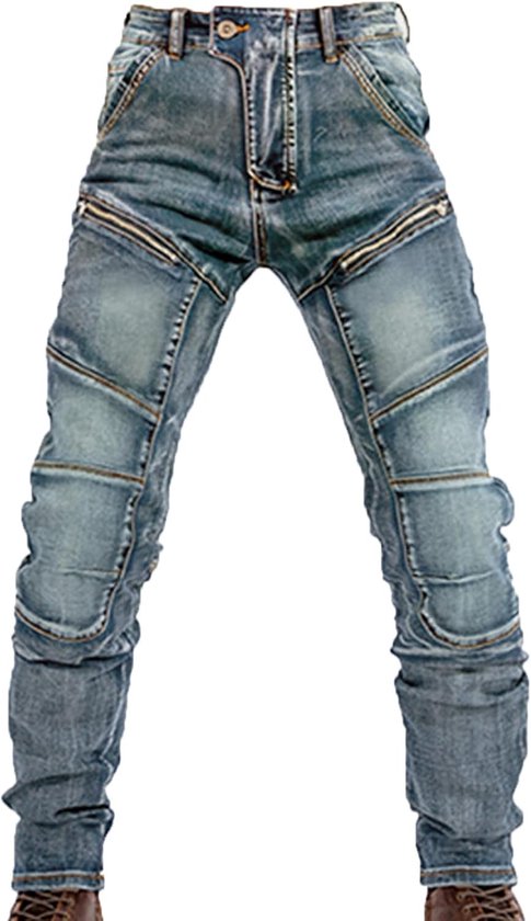 Motorjeans Heren - Gepantserde Broek - Veilig Rijden - Versterkt met Kevlar - Maat S-10XL - Kleurblok