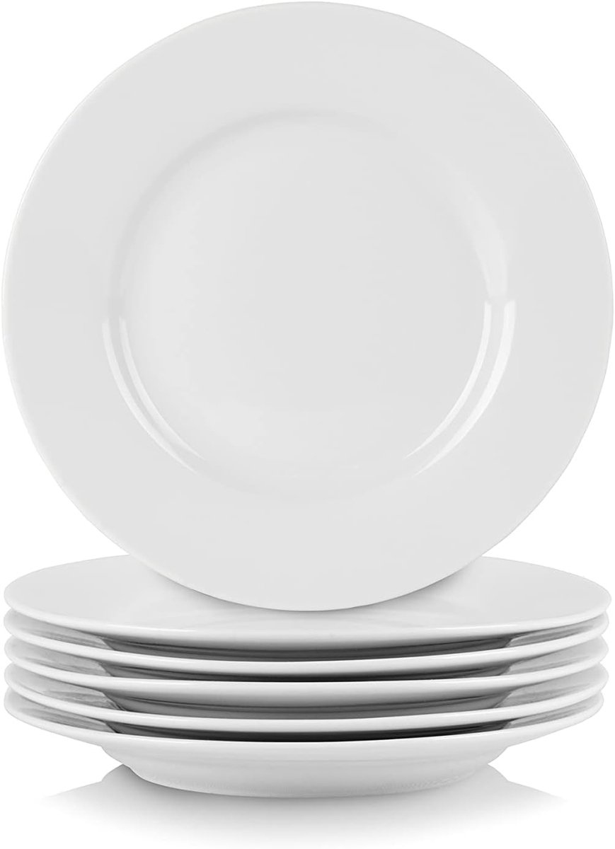 Set van 6 Witte Ronde Voorgerechtenborden - Klassiek Servies