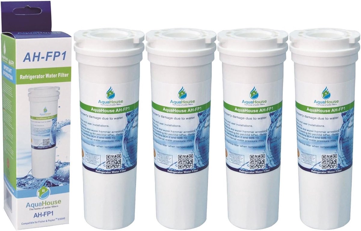 4 Stuks Waterfilter Geschikt voor Koelkast Modellen Fisher & Paykel en Meer - Vervangt 836848