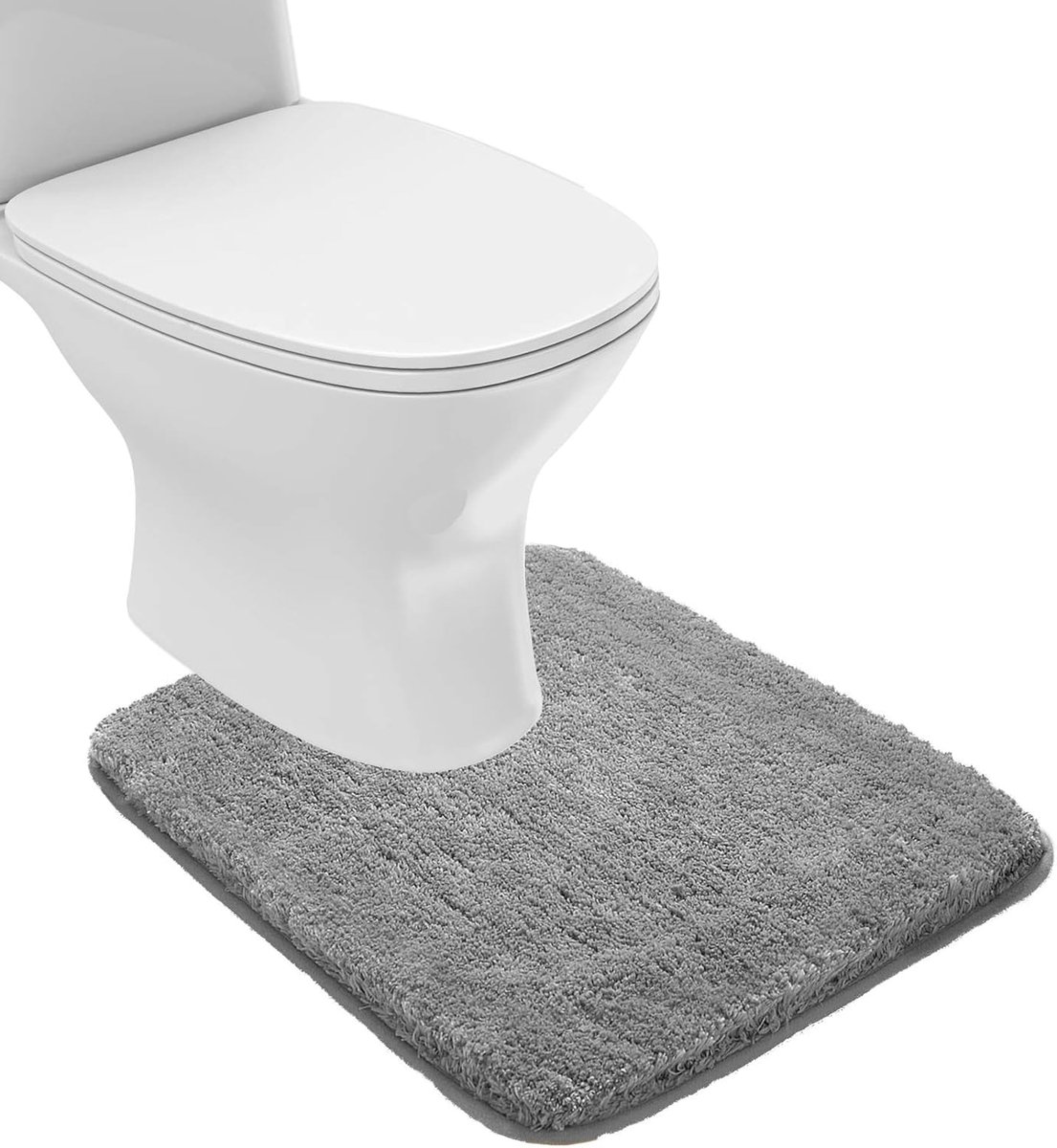 U-vormige Badkamermat Contour Antislip Badtapijt Zacht en Waterabsorberend Shaggy Badmat Grijs