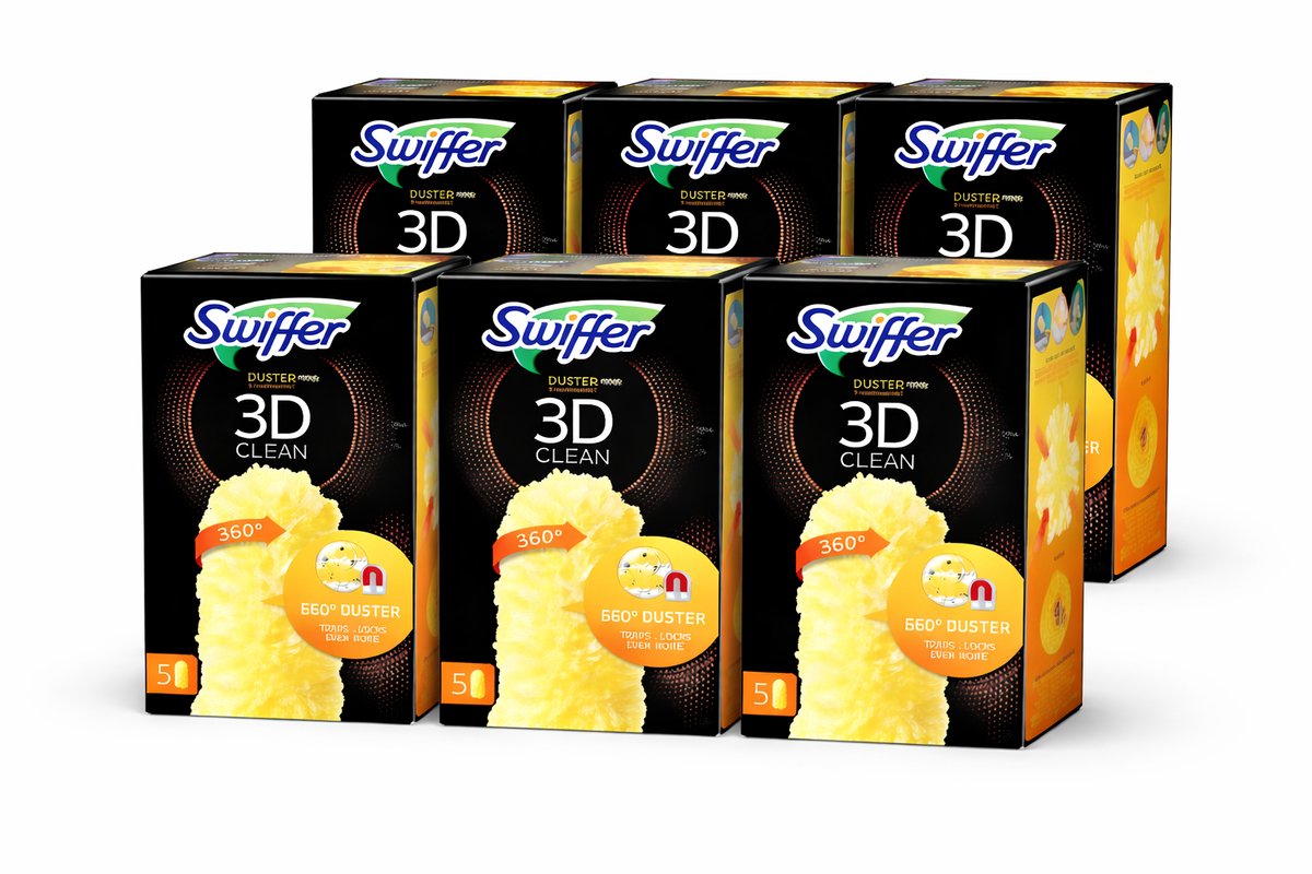 Swiffer Duster 3D Clean Navullingen – 30 Stuks (6x5) – 360° Dust Magnet