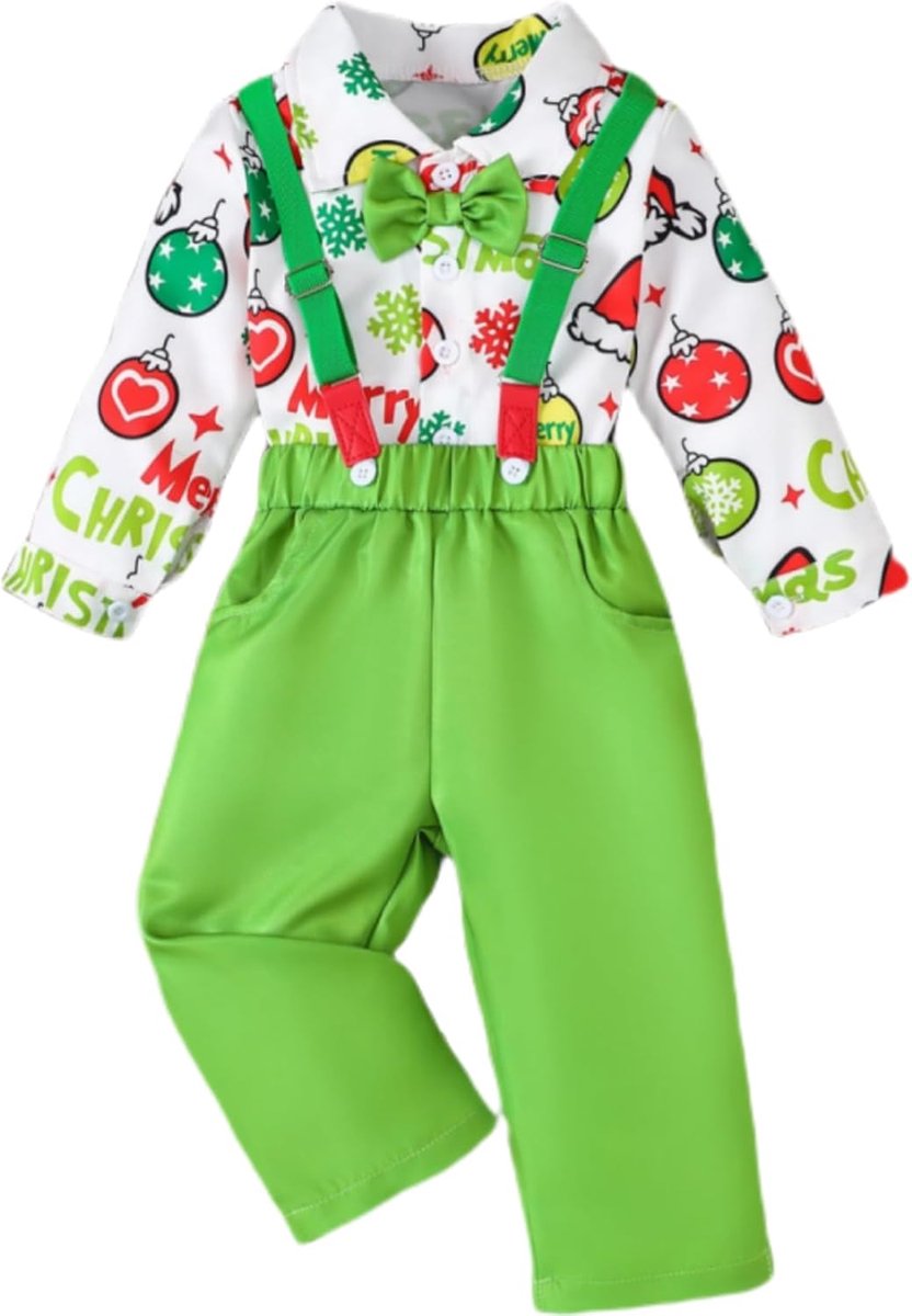 Kerstoutfit Jongen 3 Delig: Pak met Stropdas, Bretels en Overhemd voor Peuters en Dreumesen (1-5 jaar)