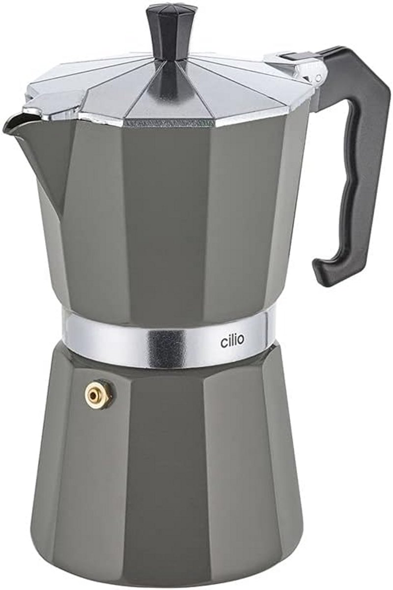 Espressokoker - Moka pot - Koffie zetten - Klassiek design - 15x10x15 cm - Grijs