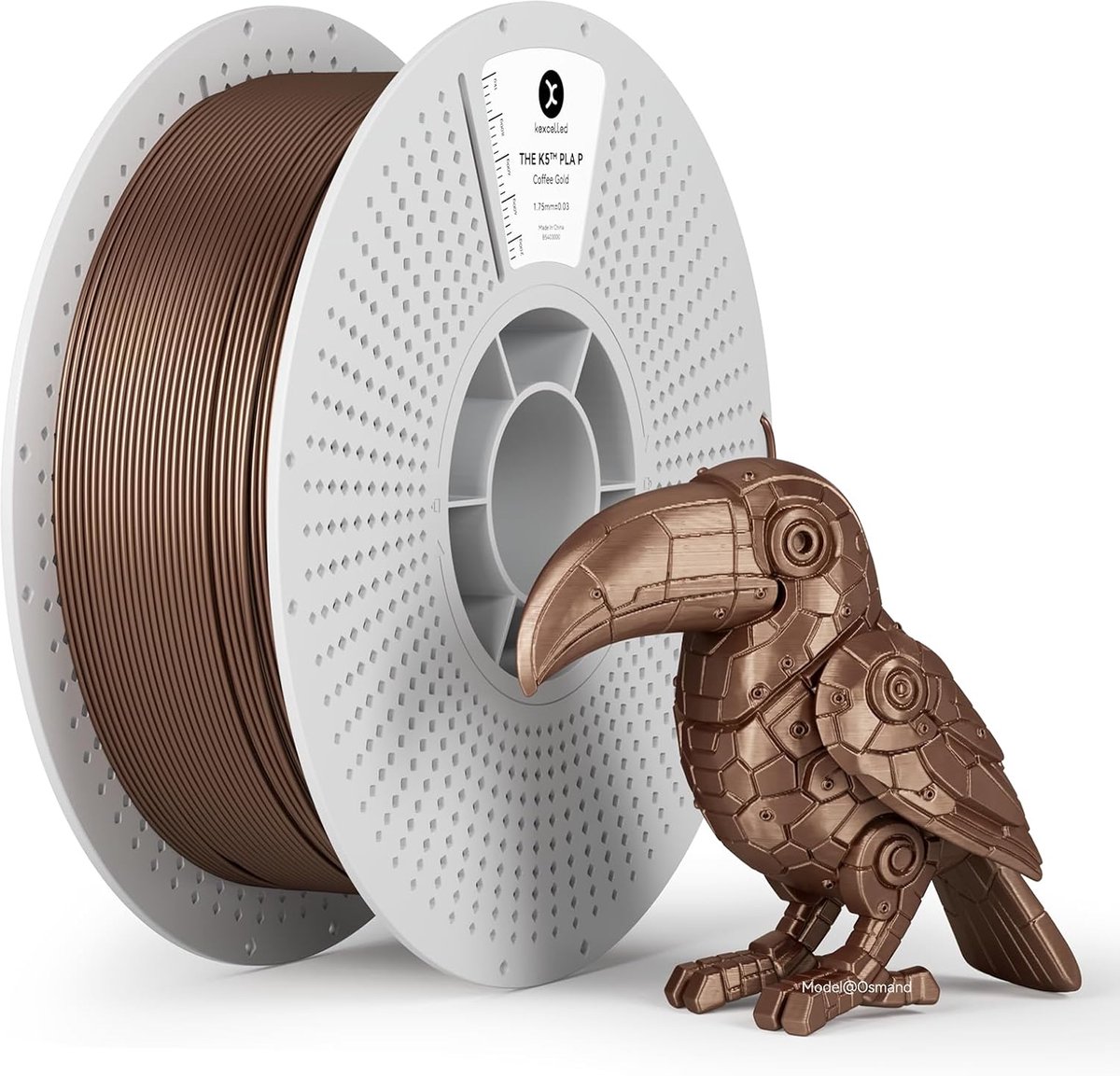 3D Print Filament - PLA Metaal Effect - Modelbouw Printen - Zijdeglans Afwerking - 1.75mm 1KG - Koffie Goud